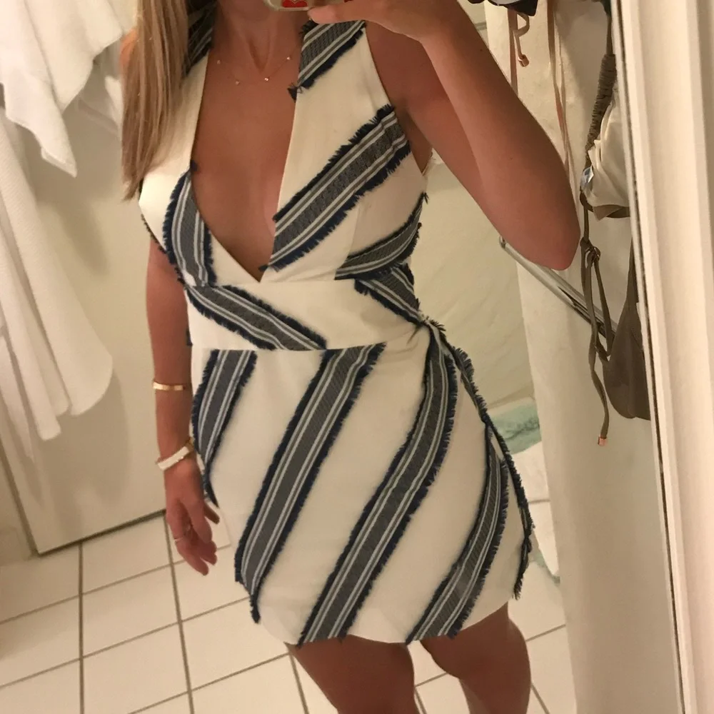 Milly White Dress with Blue Embroidery - Picture 2 of 9